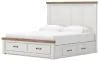 Ashley Furniture B4615B17 Ashley Furniture B4615B17 Savonport - King Panel Storage Bed With Storage Footboard And 2 Under Bed Storage Units - White / Brown