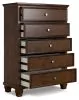 Ashley Furniture B685/31/36/46/52/53/86/92(2) Ashley Furniture B685/31/36/46/52/53/86/92(2) Danabrin - 8 Pc. - Dresser, Mirror, Chest, Twin Panel Bed, 2 Nightstands - Brown