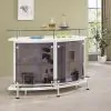 CoasterEssence 182235 Gideon - Curved Glass Top Home Bar Cabinet - White High Gloss