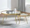 CoasterEssence 723918 Kaelyn - 2 Piece Round Mirror Top Nesting Coffee Table - Gold