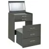 Coaster Fine Furniture 930210 Danbury - 3-Drawer Makeup Vanity & Stool Set - Gray High Gloss