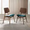 New Classic D1651-20-FGR Oscar - Chair With Cushion (Set of 2) - Walnut / Forest Green