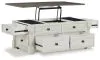 Ashley Furniture T994-20 Havalance - Lift Top Cocktail Table with Storage Drawers - White / Gray