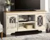 Ashley Furniture W743-68 Realyn - XL TV Stand w/Fireplace Option - Chipped White