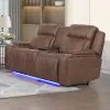 New Classic U5862-25P2-BRN Carrow - Loveseat With Power Headrest, Footrest & Cooler, Massage, Stereo - Brown