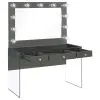 CoasterEssence 935923 Afshan - 3-Drawer Vanity Set With Lighting - Gray High Gloss