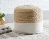 Ashley Furniture A1000420 Sweed Valley - Pouf - Round - Natural / White