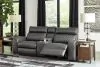Ashley Furniture 55203S3 Ashley Furniture 55203S3 Samperstone - Power Reclining Loveseat With Console 3 Pc Sectional - Gray