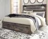 Ashley Furniture B211B55 Ashley Furniture B211B55 Drystan - King Panel Bed With 2 Storage Drawers - Brown / Beige