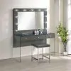 CoasterEssence 935924 Afshan - Upholstered Square Padded Vanity Stool - Chrome