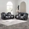New Classic 22-U7005BKG-2PM New Classic 22-U7005BKG-2PM Nikko - Power P1 2 Piece Sofa & Loveseat - Black / Gray