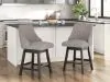 Ashley Furniture D618-224 Neymorton - Upholstered Swivel Barstool (Set of 2) - Dark Grayish Brown