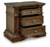 Ashley Furniture PCB949-93 Frantanna - Three Drawer Night Stand - Brown