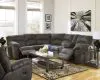 Ashley Furniture 27801S1 Tambo - Right Arm Facing Loveseat With Console 2 Pc Sectional - Pewter