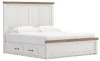Ashley Furniture B4615B15 Ashley Furniture B4615B15 Savonport - King Panel Bed With 2 Under Bed Storage Units - White / Brown