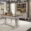 Liberty Furniture 652-HO-3DH Farmhouse Reimagined - 3 Piece Home Office Set (Desk & Hutch) - Antique White / Chestnut Tops