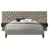 Coaster Fine Furniture 300833Q Marley - Upholstered Queen Platform Bed With Headboard Panels - Light Brown And Walnut