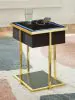 Ashley Furniture A4000681 Rexwell - Accent Table With Speaker - Black / Gold Finish