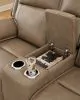 Ashley Furniture PCU1240018 Glencroft - Power Reclining Loveseat With Console / Adjustable Headrest - Sahara