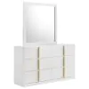 Coaster Fine Furniture 223093M Ines - 6-Drawer Bedroom Dresser With Mirror - White High Gloss