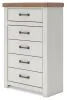 Benchcraft® B4615-46 Savonport - Five Drawer Chest - White / Brown