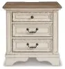 Ashley Furniture B743-93 Realyn - Three Drawer Night Stand - White / Brown / Beige