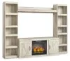 Ashley Furniture EW0331W8 Bellaby - 5-Piece Entertainment Center With Electric Fireplace - Whitewash