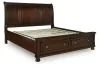 Ashley Furniture B697B47 Porter - California King Sleigh Storage Bed - Rustic Brown