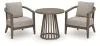 Ashley Furniture PCP310-050 Joy Lagoon - Outdoor Chairs With Cushions/Table (Set of 3) - Beige