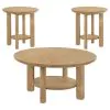 Coaster Fine Furniture 706298-S3 Ottowa - 3 Piece Round Wood Coffee Table Set - Washed Oak