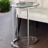 CoasterEveryday 902927 Kyle - Oval Glass Top C-Shaped Sofa Side Table - Chrome