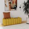 Coaster Fine Furniture 910292 Summer - Fabric Upholstered Tufted Accent Bench - Mustard Yellow