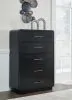 Ashley Furniture B821/31/36/46/58/94/91(2) Ashley Furniture B821/31/36/46/58/94/91(2) Rowanbeck - 7 Pc. - Dresser, Mirror, Chest, California King Upholstered Panel Bed, 2 Nightstands - Gray / Black