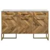 CoasterElevations 951138 Keaton - 3-Door Marble Top Herringbone Accent Cabinet - Natural