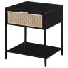 Coaster Fine Furniture 930235 Amherst - 1-Drawer Radio Weave Rattan Metal Side Table - Black
