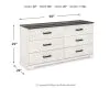 Ashley Furniture EB4121-231 Shawburn - Six Drawer Dresser - Pewter-tone pulls - White / Black / Gray