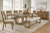 Ashley Furniture D974/35/01(3)/00/60 Ashley Furniture D974/35/01(3)/00/60 Cabalynn - 9 Pc. - Dining Room Table, 6 Side Chairs, Bench, Server - Oatmeal / Light Brown