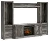 Ashley Furniture W440W8 Wynnlow - Entertainment Center - TV Stand With Glass/Stone Fireplace Insert - Gray