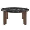 ACME DN06880 Estella - Round Dining Table With Natural Marble Top - Black Top & Walnut