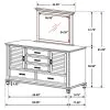 CoasterEssence 205333M Franco - 5-Drawer Dresser With Mirror - Distressed White