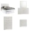 New Classic 00-1840-15C New Classic 00-1840-15C Europa - 6/6 Eastern King 5 Piece Bedroom Set (Bed, Dresser, Mirror, Chest, Nightstand) - White