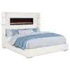 Coaster Fine Furniture 306032KE Tisdall - Upholstered Eastern King Fireplace Bed - Cream