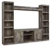 Ashley Furniture EW0440W6 Wynnlow - 4-Piece Entertainment Center With LG TV Stand W/Fireplace Option - Gray