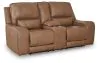 Ashley Furniture PCU6260618 DeepWakes - Power Reclining Loveseat / Console / Adjustable Headrest - Caramel