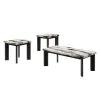 New Classic T3716-3P Strata - Faux Marble 3 Piece Occasional Set (1 Coffee & 2 End Tables) - Black / White