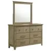 Coaster Fine Furniture 207533M Hazlewood - 6-Drawer Bedroom Dresser With Mirror - Vineyard Oak