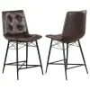 CoasterEssence 107860 Aiken - Upholstered Tufted Counter Chair (Set of 2) - Brown