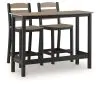 Ashley Furniture PCP221-113 Shoreline Beach - Outdoor Counter Table And 2 Barstools (Set of 3) - Black / Beige