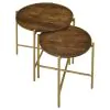 Coaster Fine Furniture 936168 Malka - 2 Piece Round Wood Nesting Table - Dark Brown And Gold