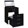 Coaster Fine Furniture 930209 Danbury - 3-Drawer Makeup Vanity & Stool Set - Black High Gloss